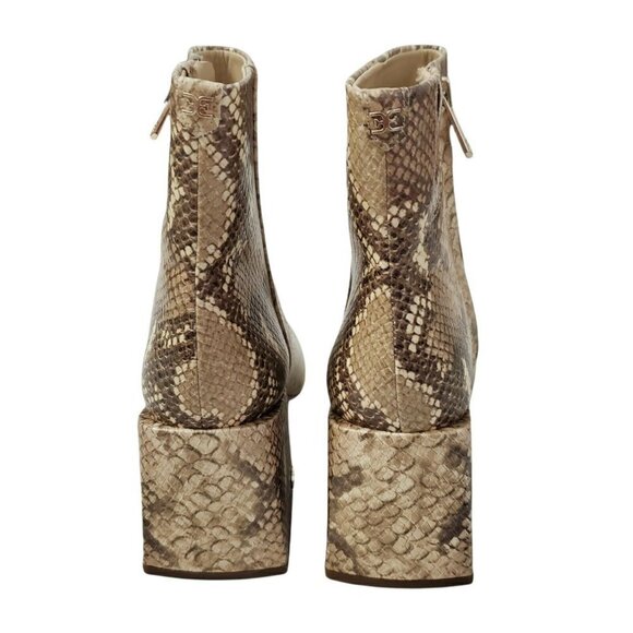 Sam Edelman Boots Womens 7 Brown Daruby Embossed Ankle Booties Block Heels - Picture 5 of 9